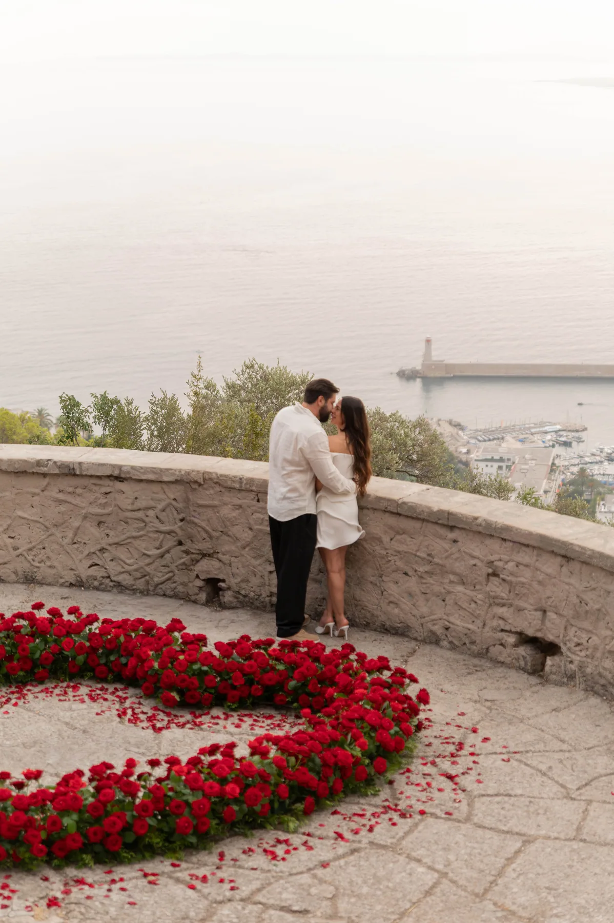 A proposal above the port of Nice on the French Riviera