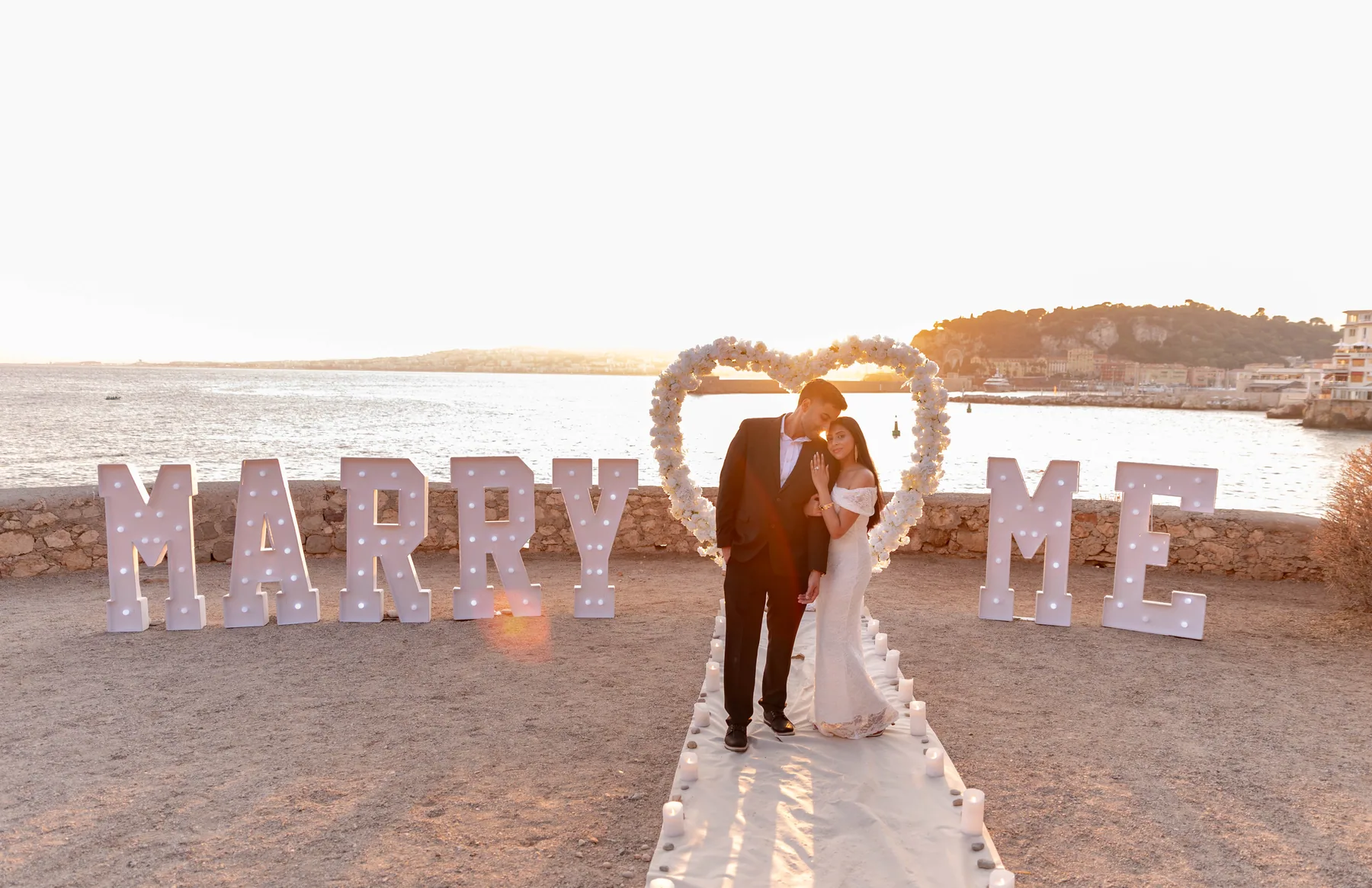 The moment after the proposal on the French Riviera