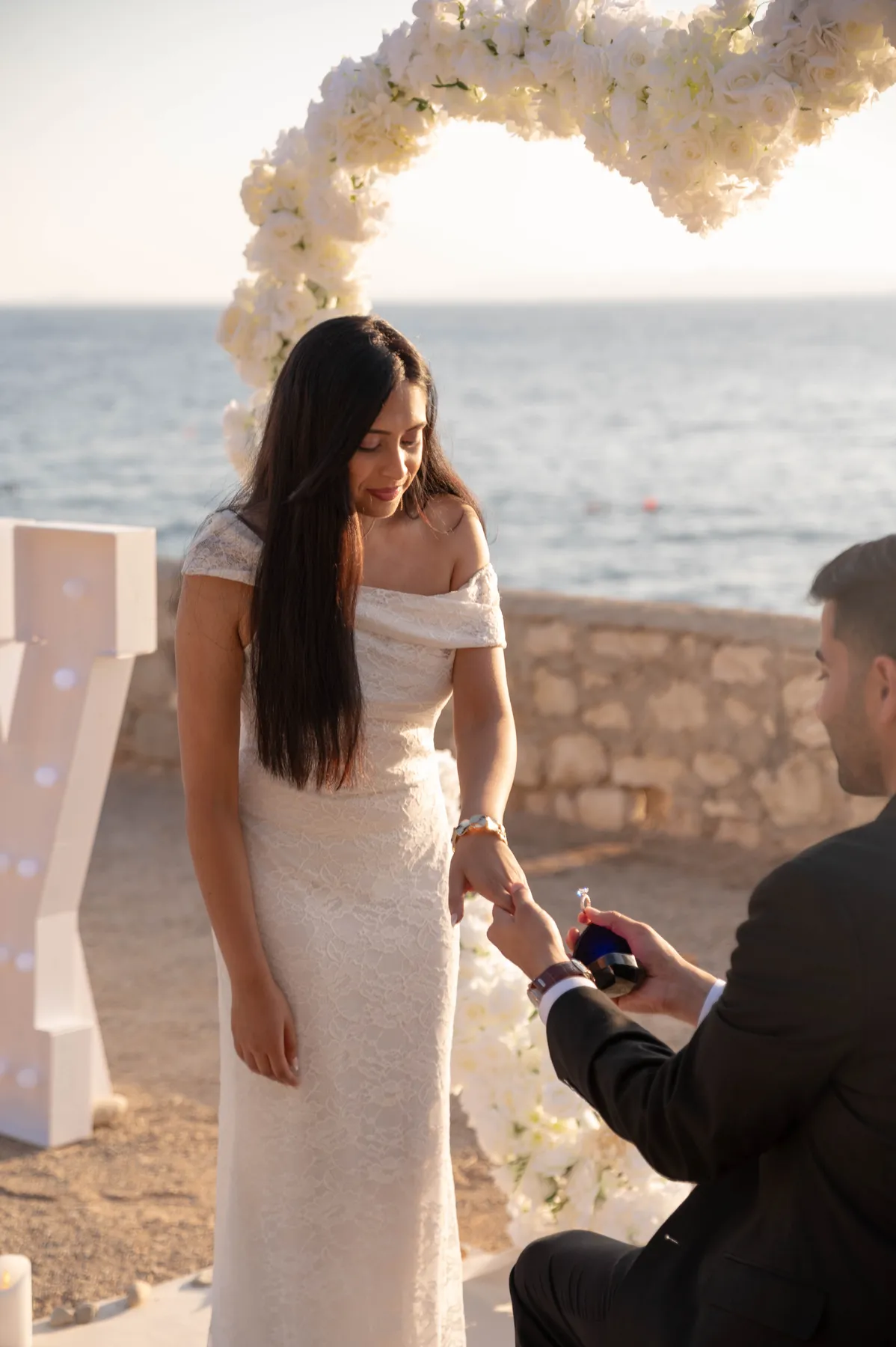 A proposal with a &ldquo;Marry Me&rdquo; setup on the French Riviera
